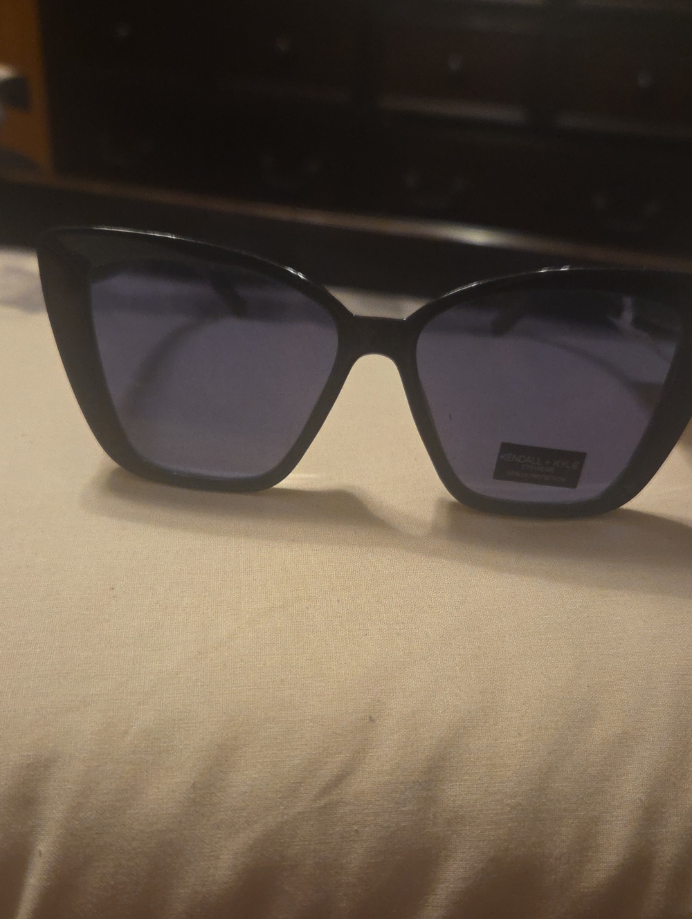 Kendall & Kylie Black Cat-Eye Sunglasses with Blue Lenses(48)